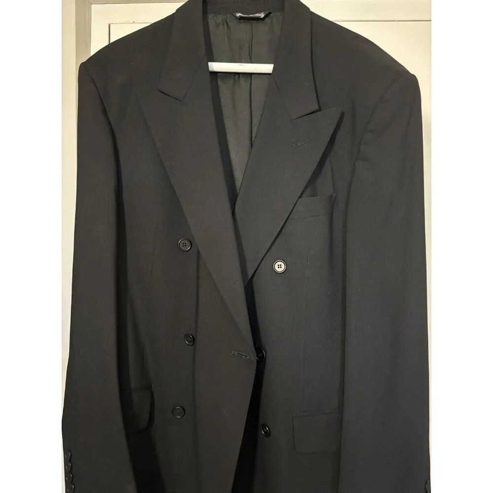 Vito Rufolo‎ San Martino Mens Size 40L Wool Black Blazer Jacket Coat Italy